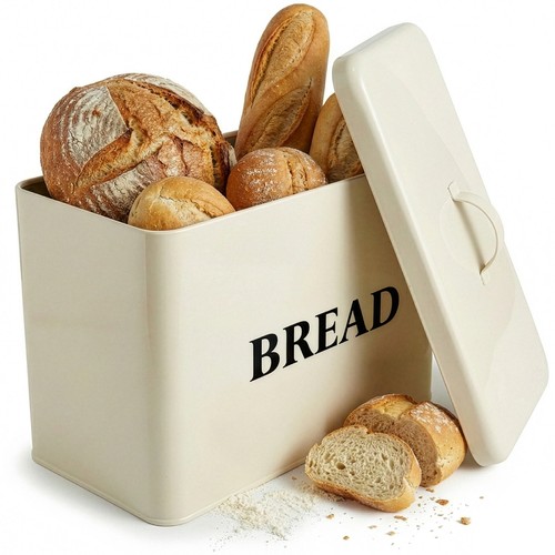 Bread bin vintage cream tin - bin,