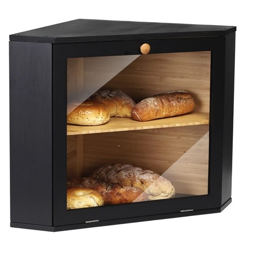 Corner bamboo bread bin - corner,