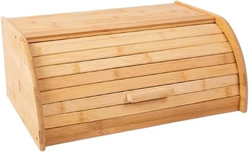 Bamboo wooden large bread bin - wooden,