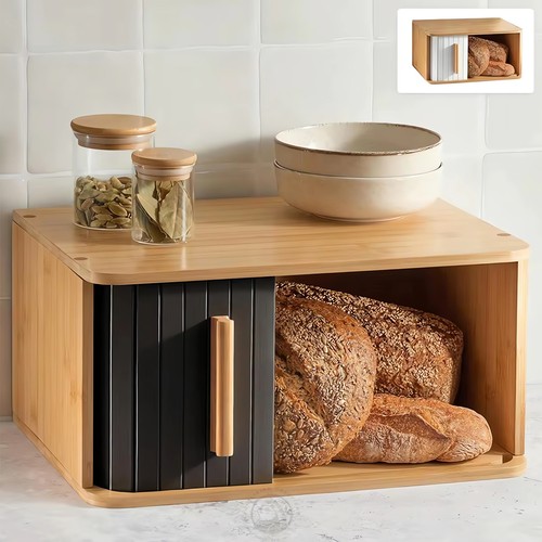 Bamboo corner bread bin - bamboo,