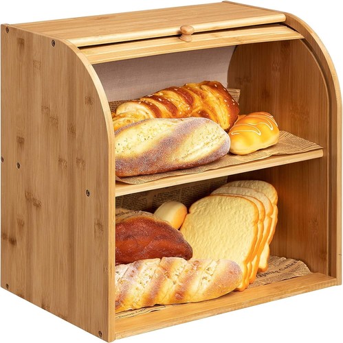 Bamboo bread bin with rolling - bamboo,
