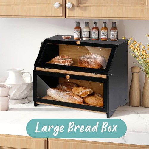 Large bamboo bread bin - bamboo,