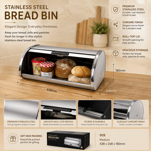 Stainless steel bread - stainless, bin