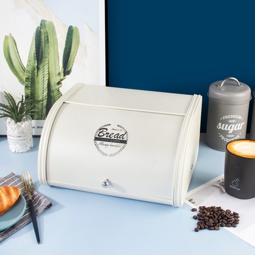 Beige large bread box - beige,