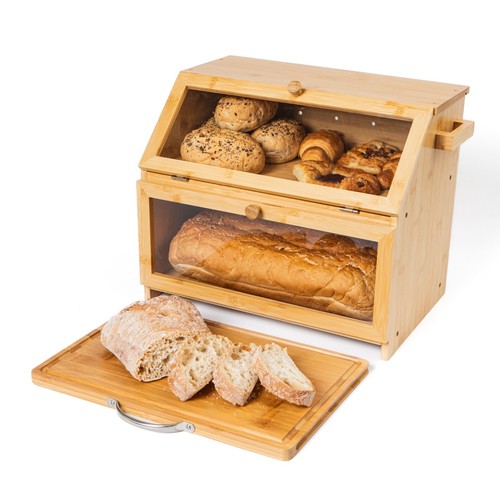 Bamboo bread bin double layer - bread,