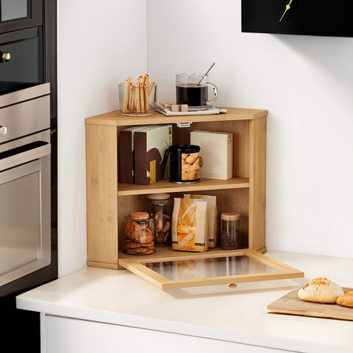 Compartment bamboo bread bin - bamboo,