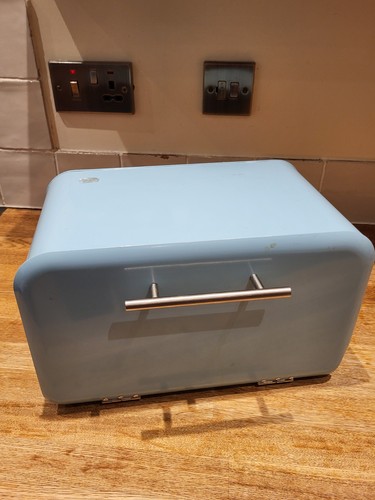 Blue metal bread bin - blue,