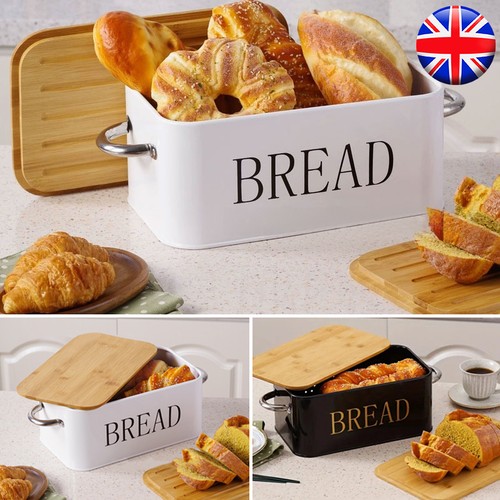 Large bread bin bamboo metal - large, bamboo/metal